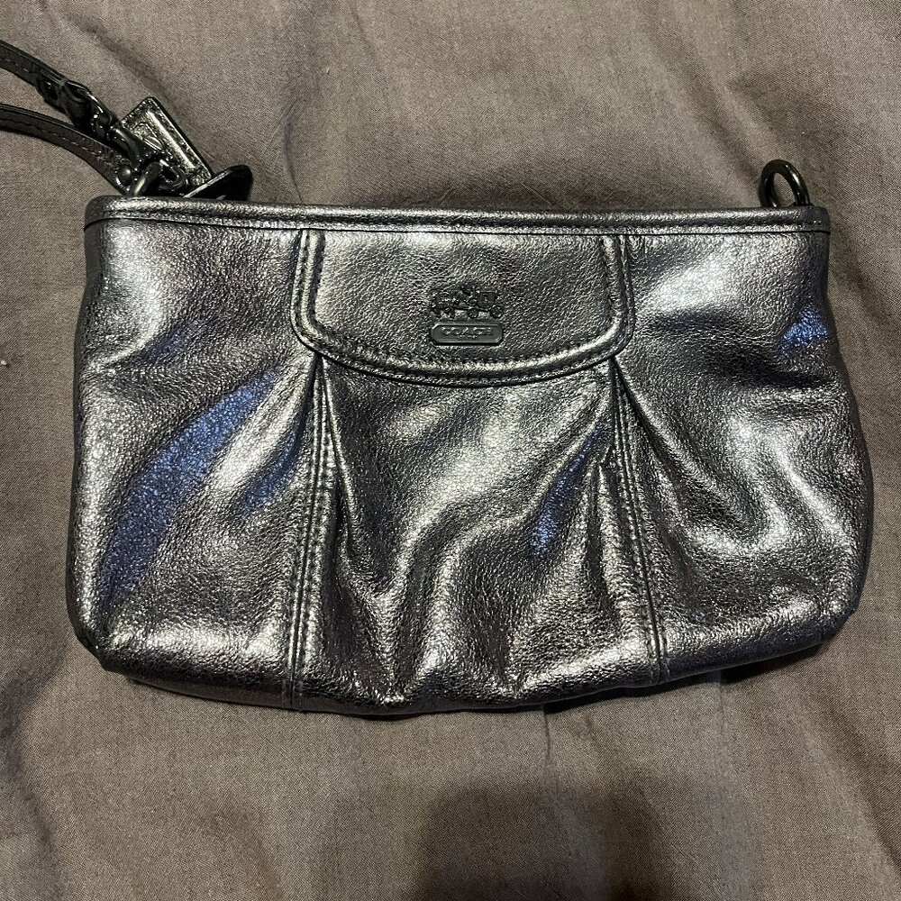 Silver coach wristlet